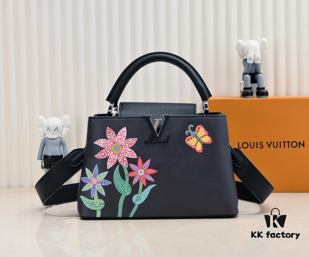 Upgraded Version M21756 Black LV x YK Capucines Medium Handbag