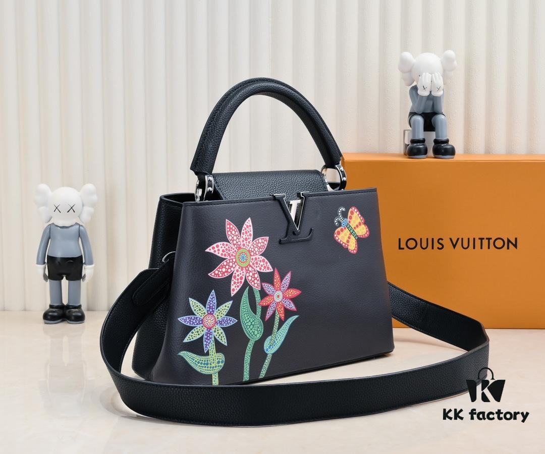 Upgraded Version M21756 Black LV x YK Capucines Medium Handbag