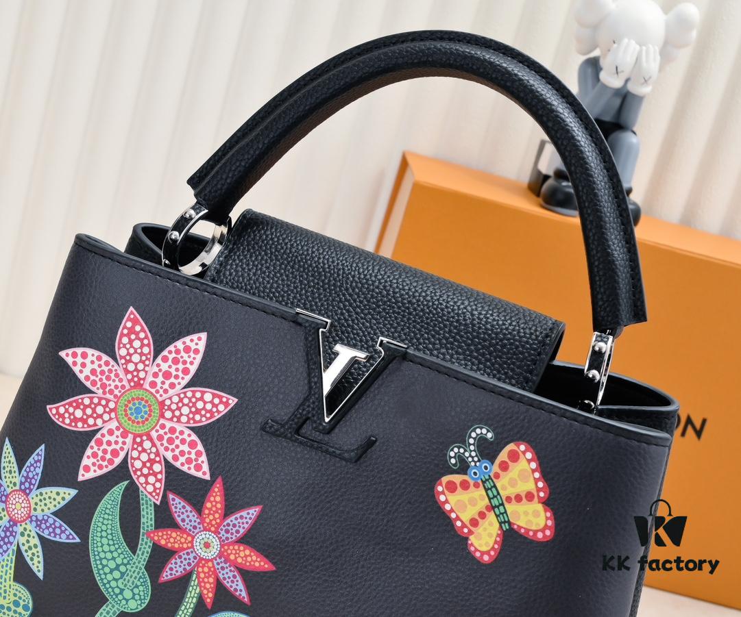 Upgraded Version M21756 Black LV x YK Capucines Medium Handbag
