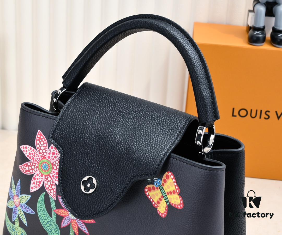 Upgraded Version M21756 Black LV x YK Capucines Medium Handbag