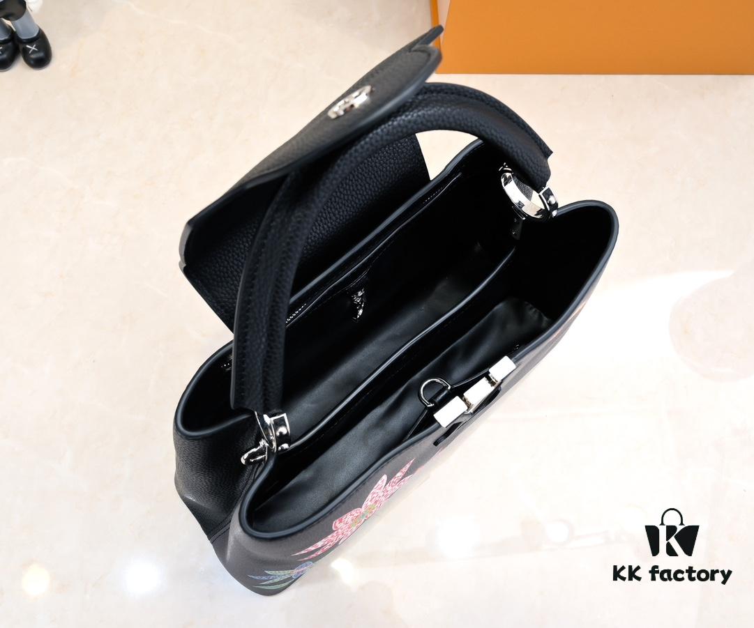 Upgraded Version M21756 Black LV x YK Capucines Medium Handbag