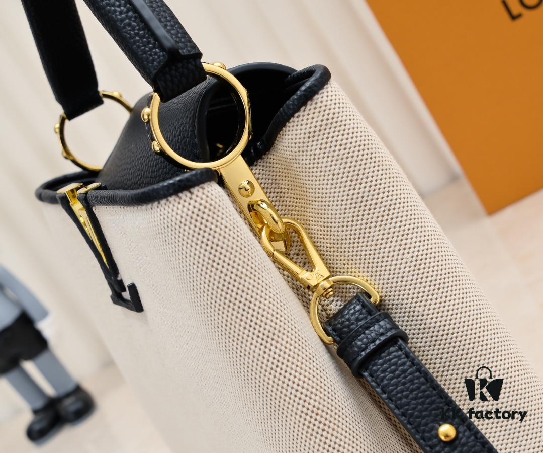 Upgraded M59873 Linen with Black and Gold Hardware