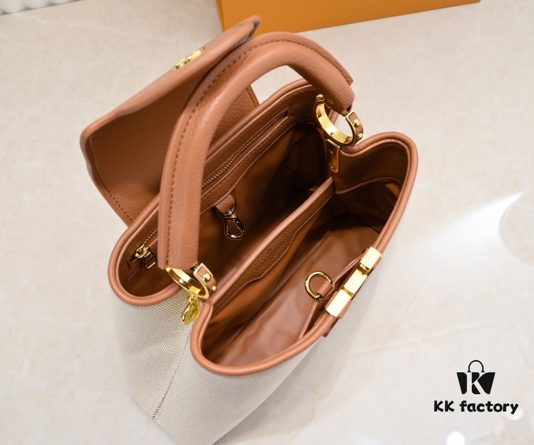 Upgraded M59873 Linen with Light Beige Gold-Tone Hardware