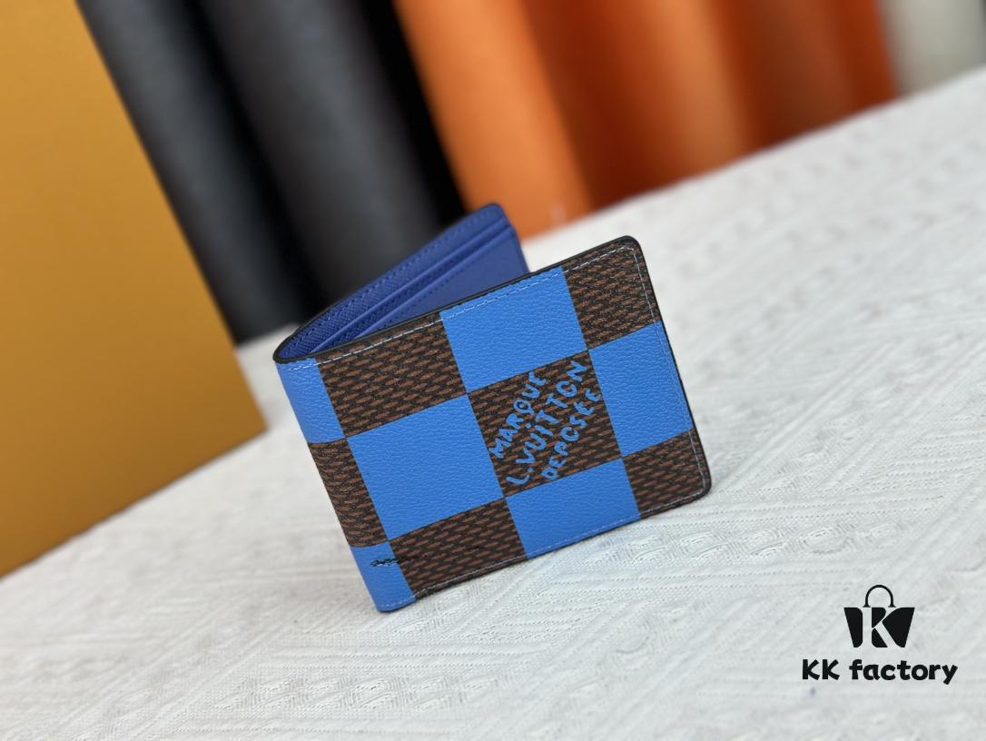 Wallet Model: M40452 Deep Blue Check Louis Vuitton Classic Brazza Wallet