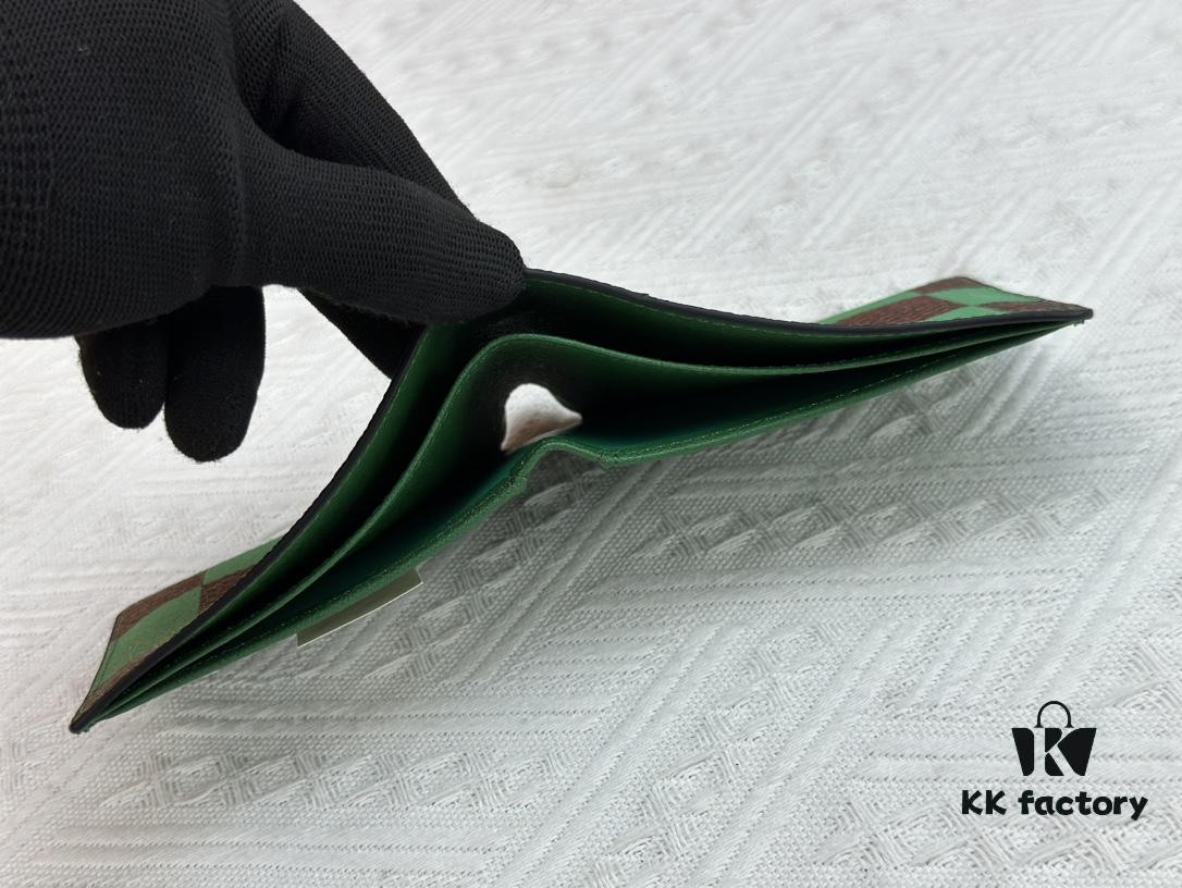 Wallet Model: M40452 Green Grid Louis Vuitton Classic Brazza Wallet