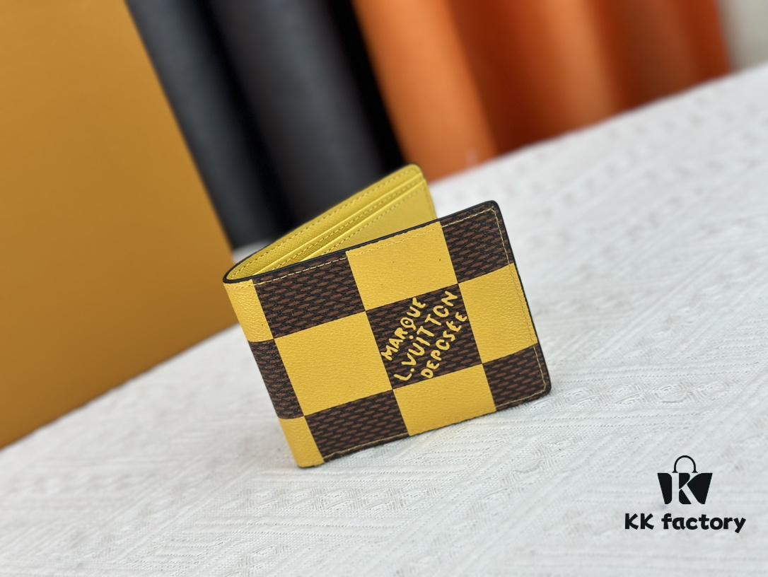 Wallet Model: M40452 Yellow Checkered Louis Vuitton Classic Brazza Wallet