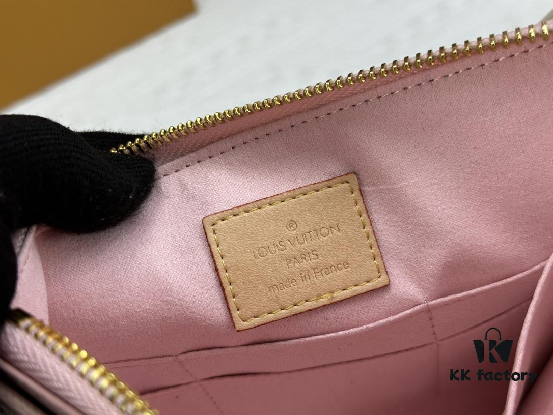 M60910, Real Item Photography, Exquisitely Crafted Pallas Handbag Combining Classic Monogram Canvas with Vibrant Colors for a Delightful Effect