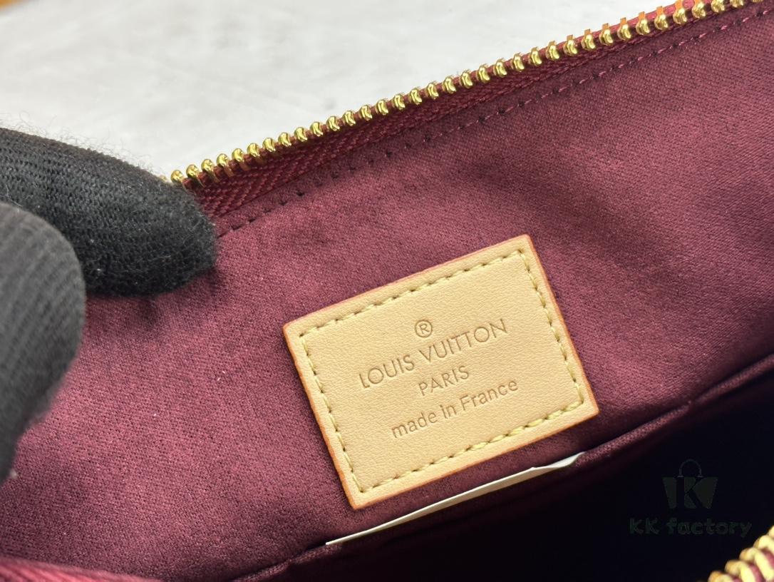 M60910, Real Item Photography, Exquisitely Crafted Pallas Clutch Combining Classic Monogram Canvas with Vibrant Colors for a Delightful Effect