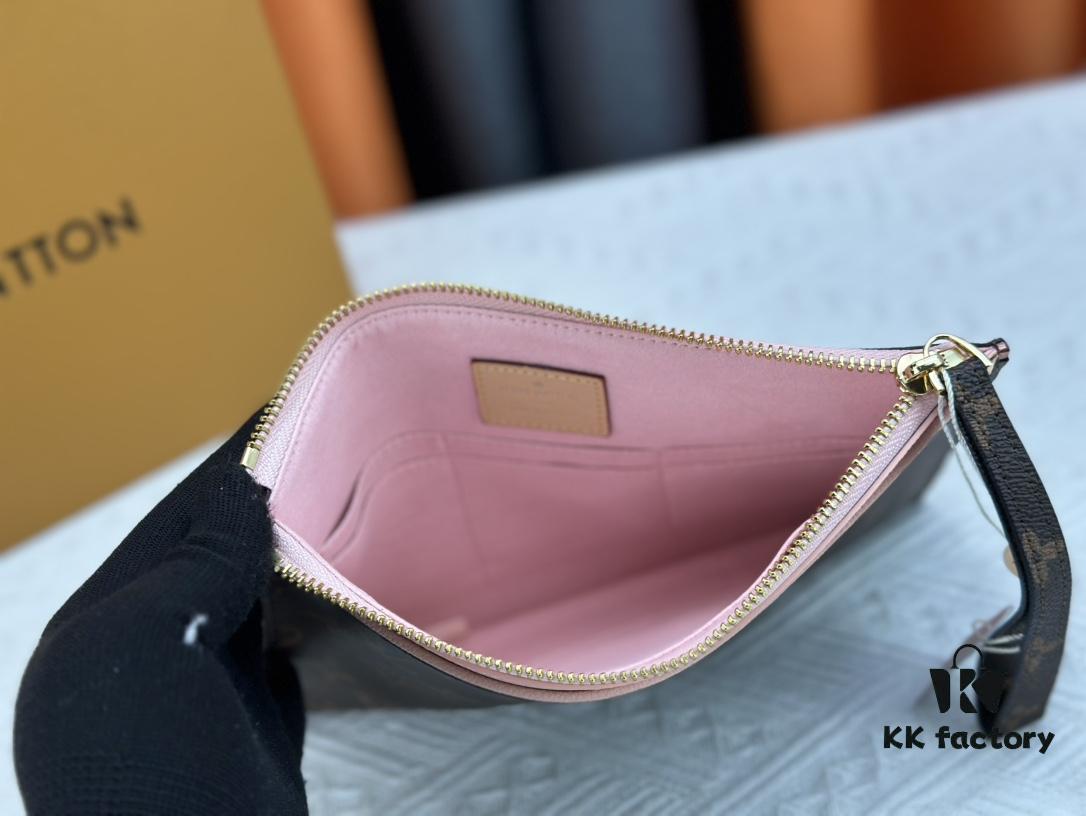 M60910, Real Item Photography, Exquisitely Crafted Pallas Clutch Combining Classic Monogram Canvas with Vibrant Colors for a Delightful Effect