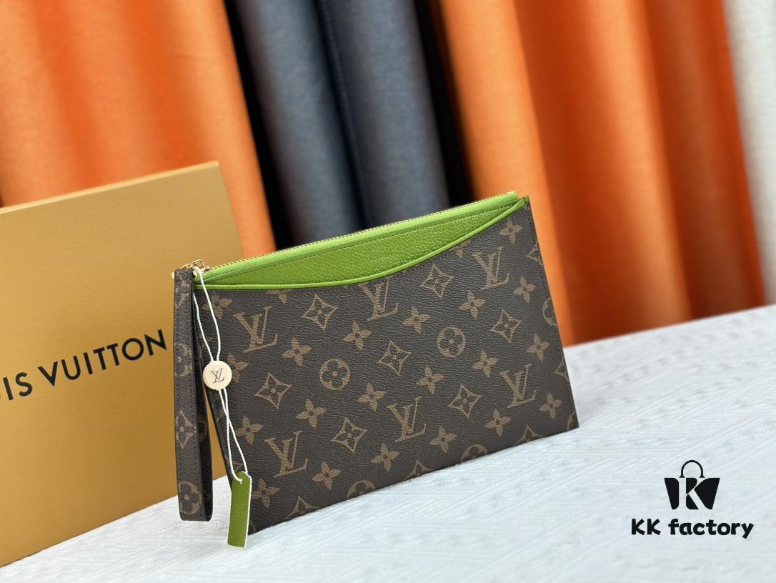 M60910, Real Item Photography, Exquisitely Crafted Pallas Clutch Combining Classic Monogram Canvas with Vibrant Colors for a Pleasing Effect