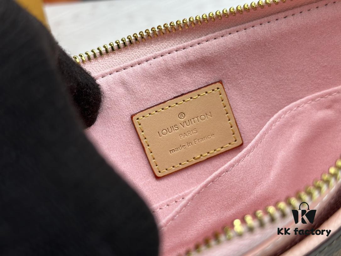 M60910, Real Item Photography, Exquisitely Crafted Pallas Clutch Combining Classic Monogram Canvas with Vibrant Colors for a Delightful Effect