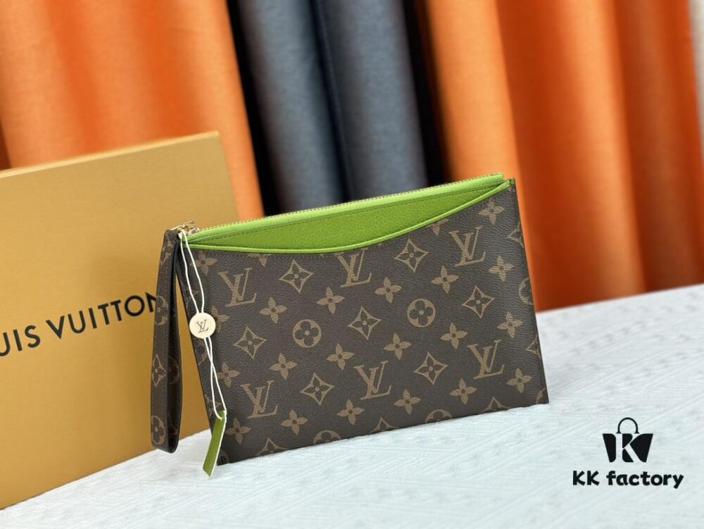 M60910, Real Item Photography, Exquisitely Crafted Pallas Clutch Combining Classic Monogram Canvas with Vibrant Colors for a Pleasing Effect