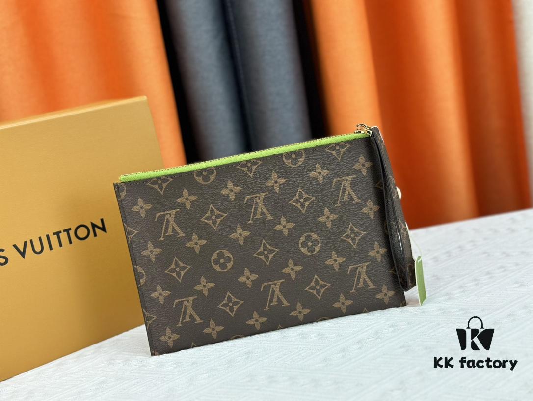 M60910, Real Item Photography, Exquisitely Crafted Pallas Clutch Combining Classic Monogram Canvas with Vibrant Colors for a Pleasing Effect