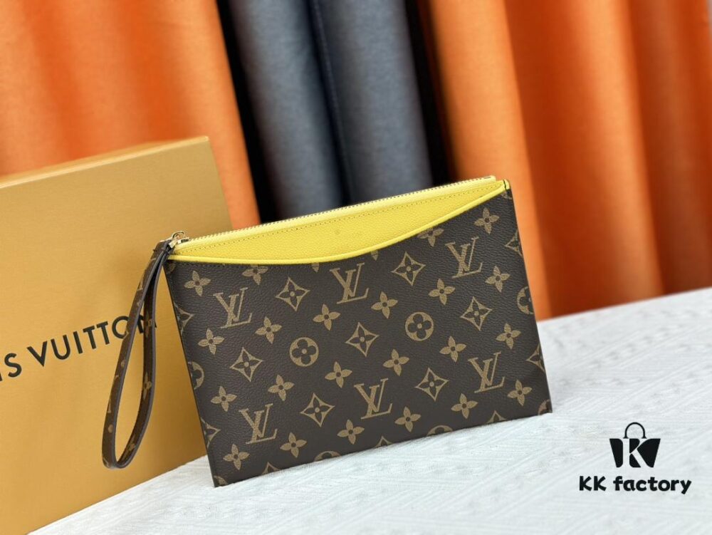 M60910, Real Item Photography, Exquisitely Crafted Pallas Clutch Combining Classic Monogram Canvas with Vibrant Colors for a Delightful Effect