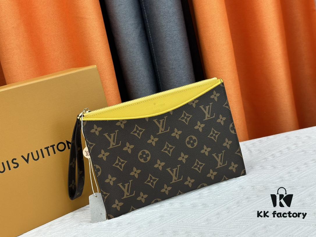 M60910, Real Item Photography, Exquisitely Crafted Pallas Clutch Combining Classic Monogram Canvas with Vibrant Colors for a Delightful Effect