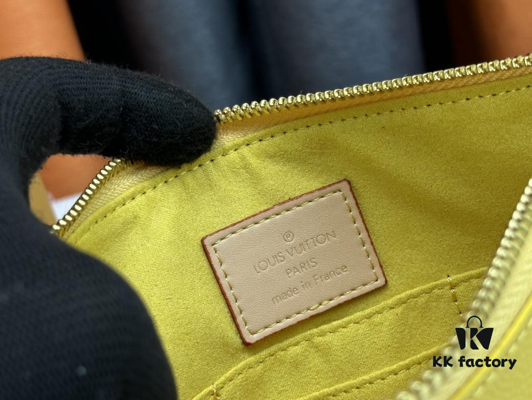 M60910, Real Item Photography, Exquisitely Crafted Pallas Clutch Combining Classic Monogram Canvas with Vibrant Colors for a Delightful Effect