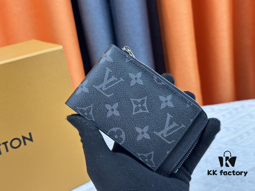 Top-Grade Original Louis Vuitton Hybrid Wallet in Black Monogram Shadow Leather