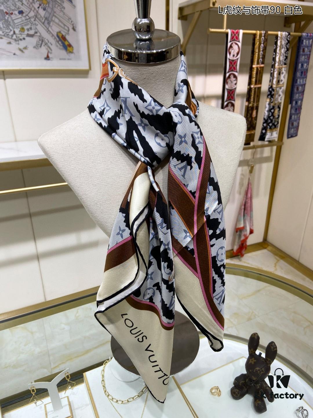 L Tiger Stripe and Trim 90 — Monogram Print on Premium Silk