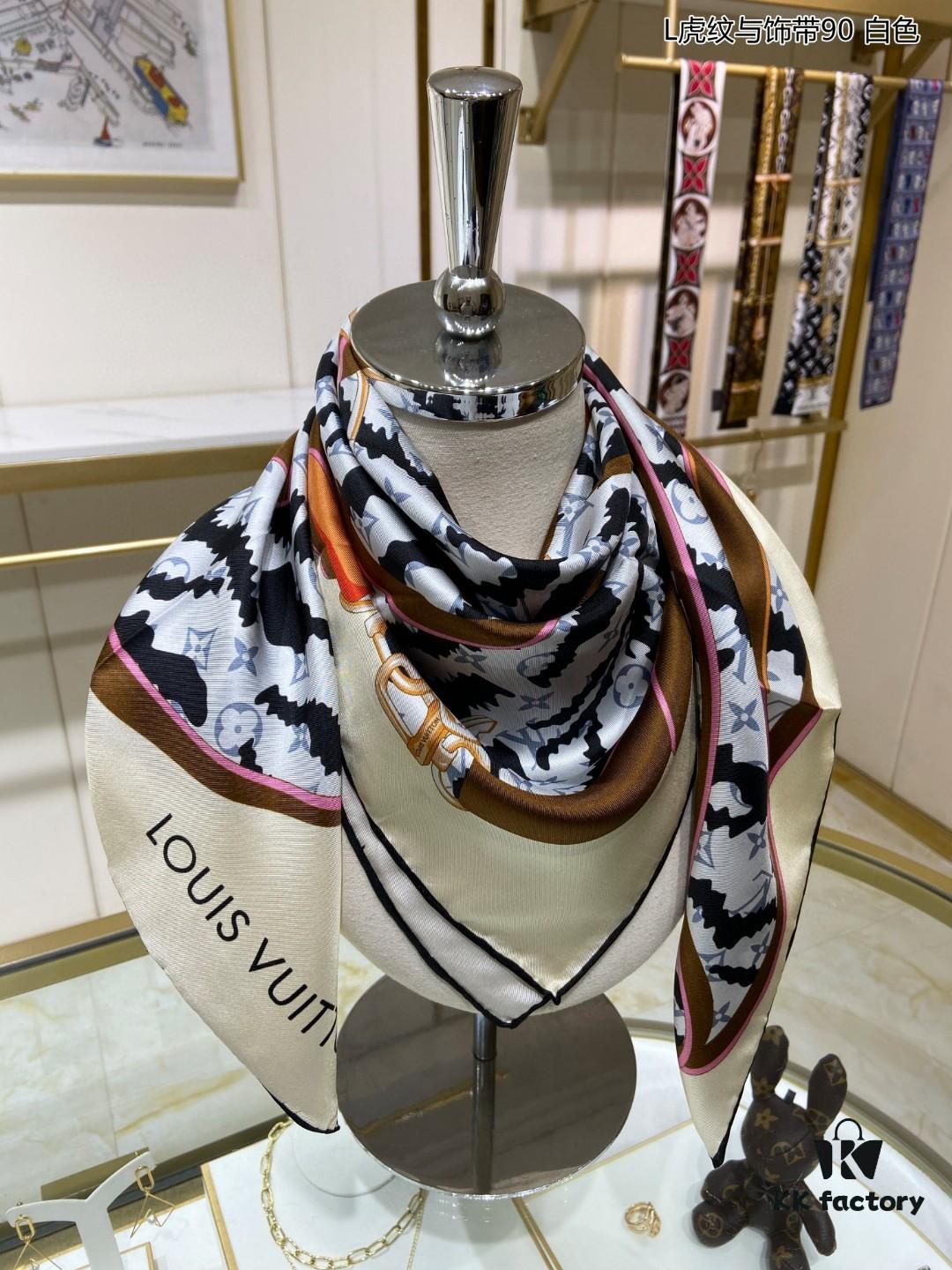 L Tiger Stripe and Trim 90 — Monogram Print on Premium Silk