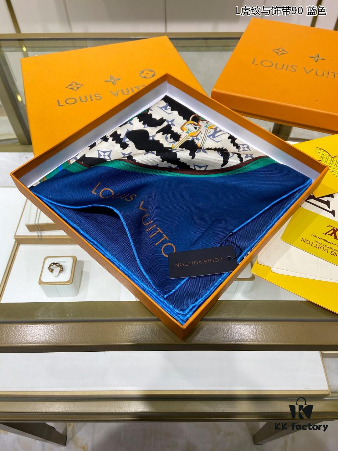 Luxury LV Monogram Tiger Stripe Silk Scarf - Premium Quality 90x90cm Real Silk