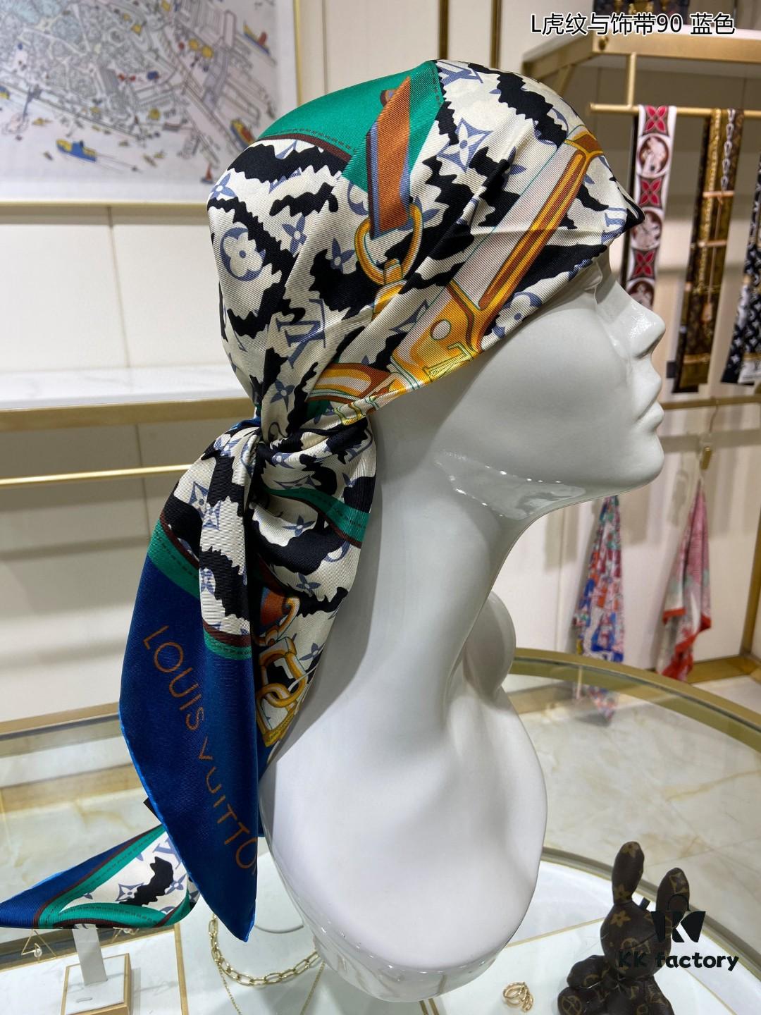 Luxury LV Monogram Tiger Stripe Silk Scarf - Premium Quality 90x90cm Real Silk