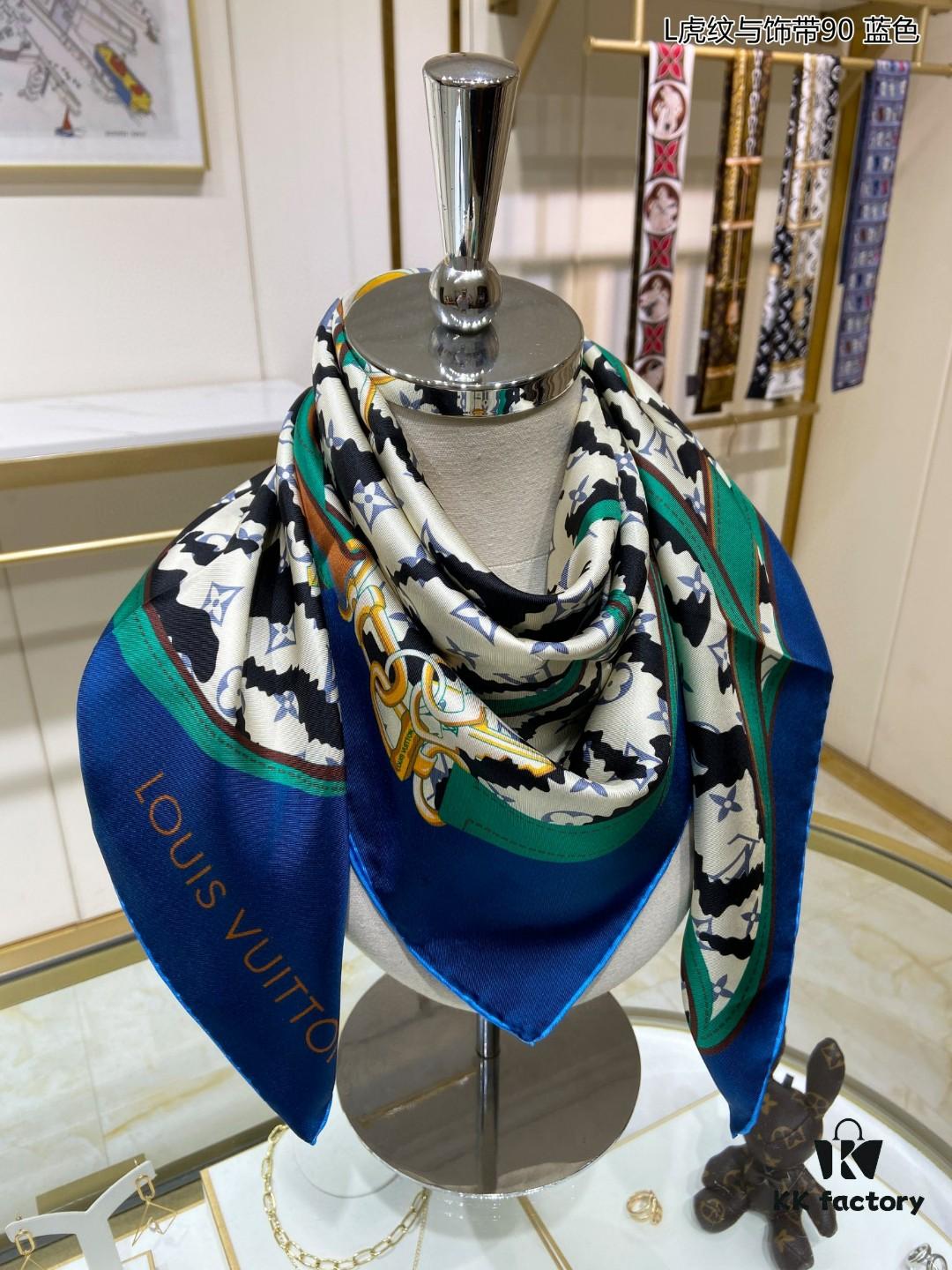 Luxury LV Monogram Tiger Stripe Silk Scarf - Premium Quality 90x90cm Real Silk