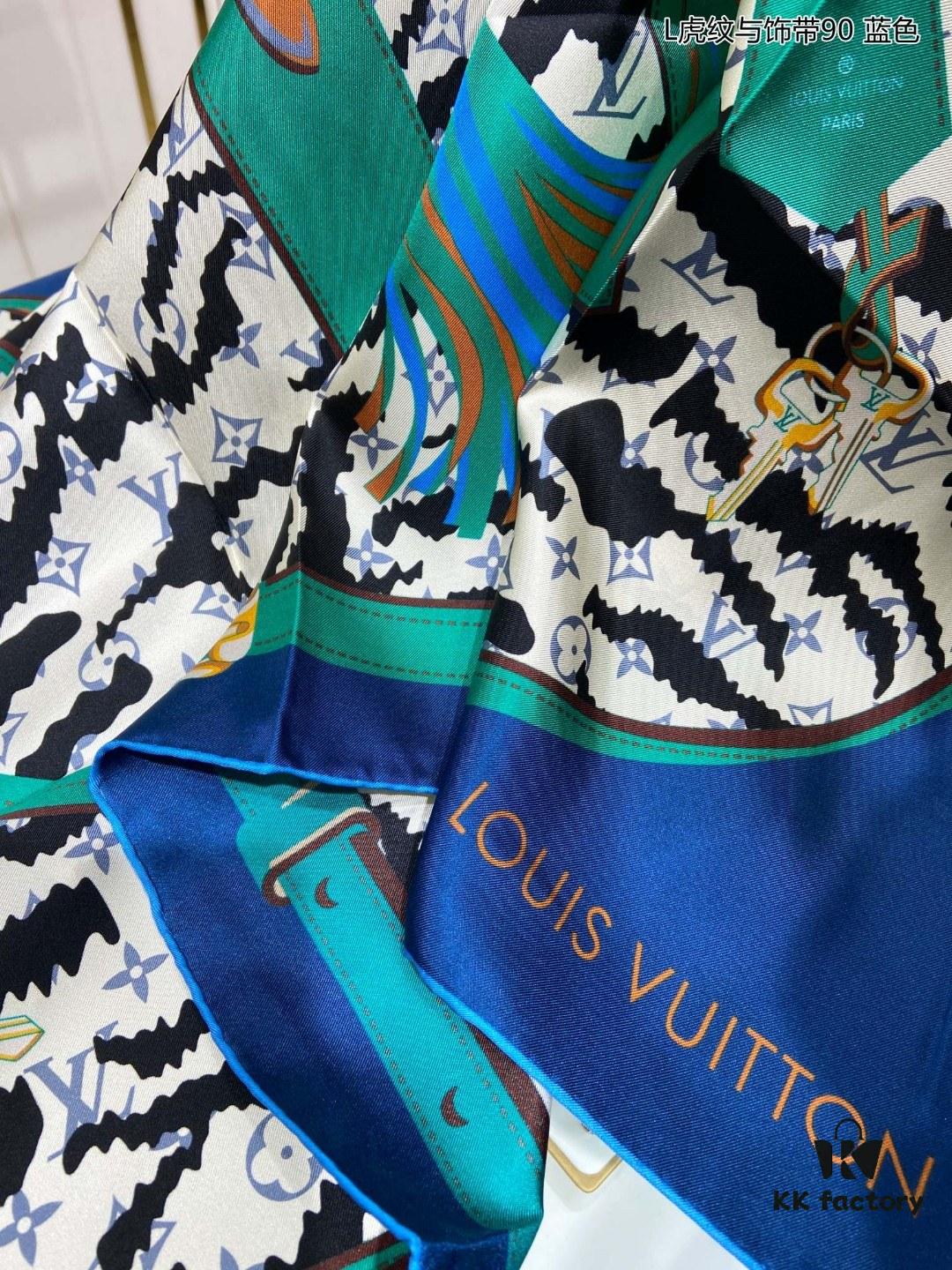 Luxury LV Monogram Tiger Stripe Silk Scarf - Premium Quality 90x90cm Real Silk