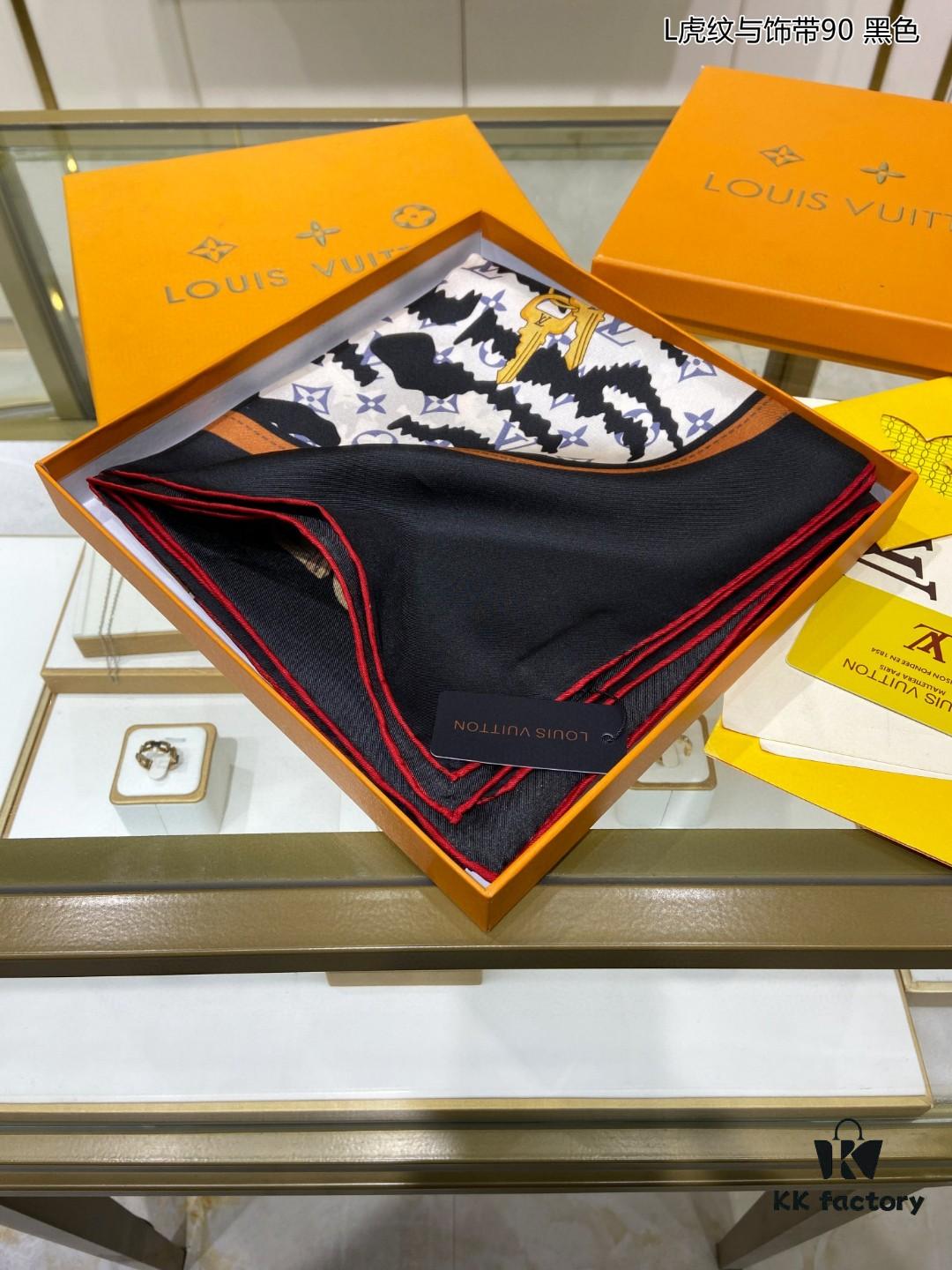 Luxury LV Monogram Tiger Stripe Silk Scarf - Premium Quality 100% Twill Silk 90x90cm