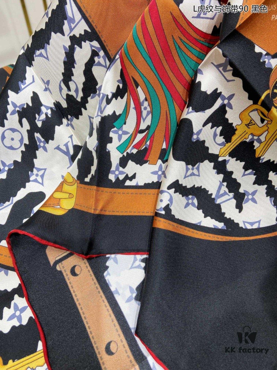 Luxury LV Monogram Tiger Stripe Silk Scarf - Premium Quality 100% Twill Silk 90x90cm