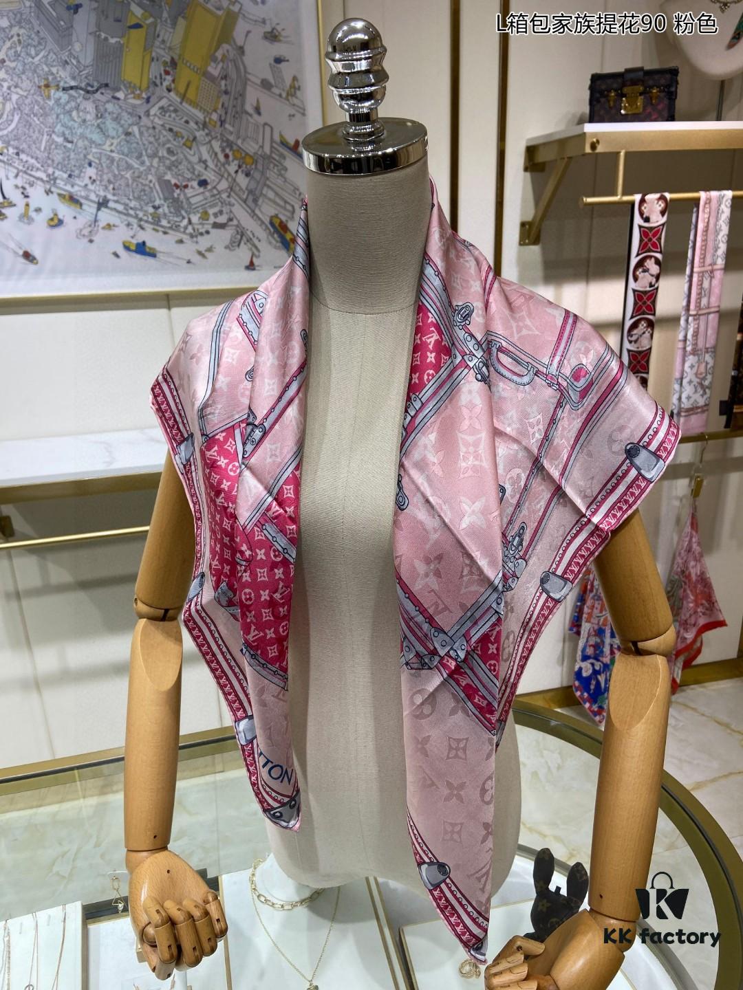 Luxury Custom Let's Go Monogram Jacquard Silk Scarf 90x90cm - LV Inspired Travel Heritage Design