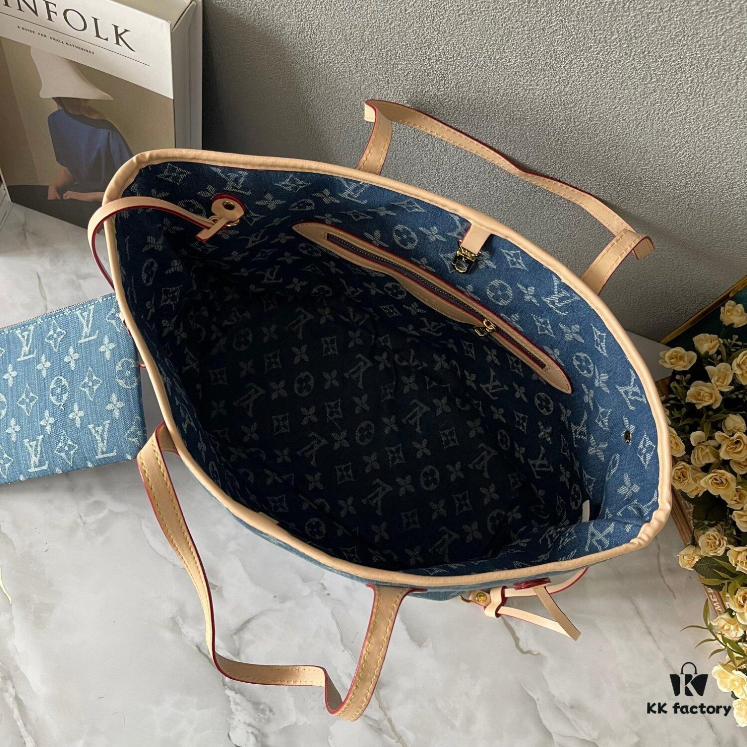 Upgraded M40995 Medium Denim Jacquard Tote Bag 💋💋 Louis Vuitton New Neverfull – A Fresh Reinterpretation of the Iconic Handbag