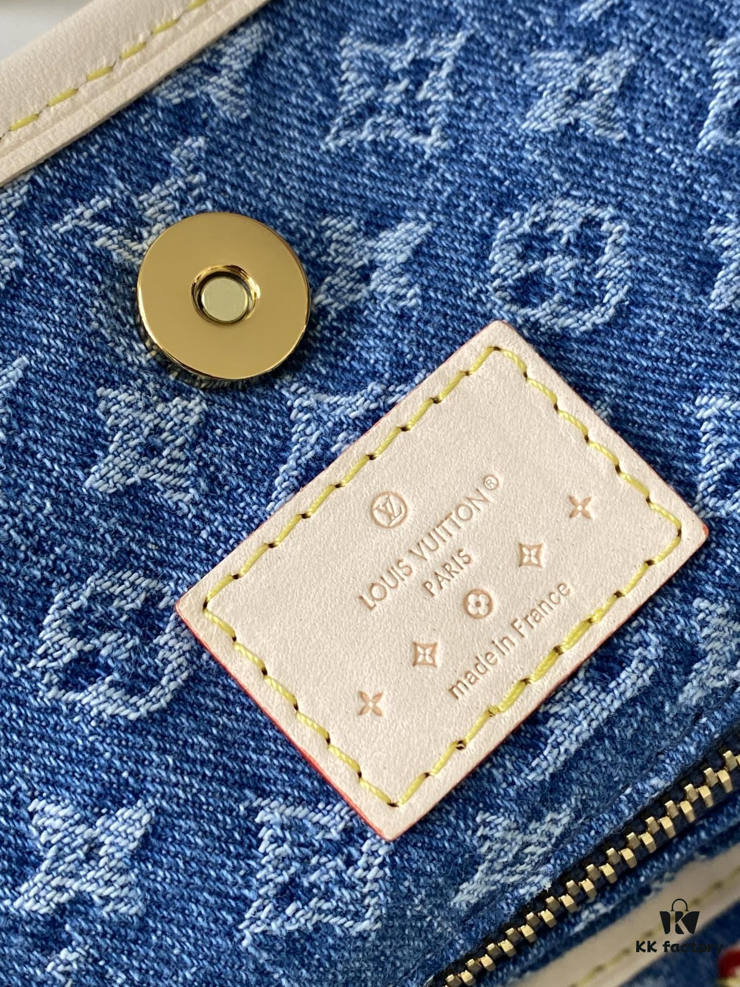 Louis Vuitton M46855 Blue Denim Shopping Bag Series M46197 CarryAll Medium Handbag