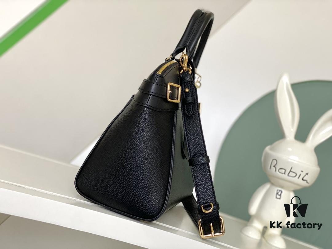 M22914 Black Lock It MM Bag in Refined Taurillon Leather with Gold-Tone Hardware