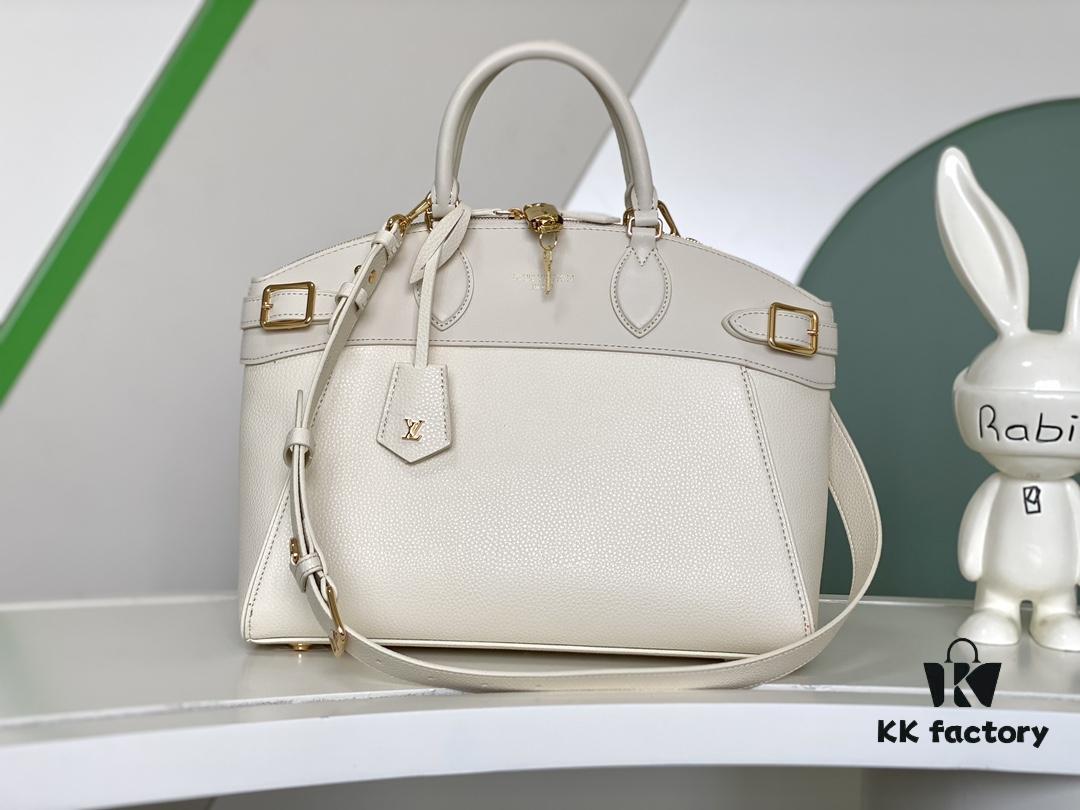 M23061 White Lock It MM Bag in Refined Taurillon Leather