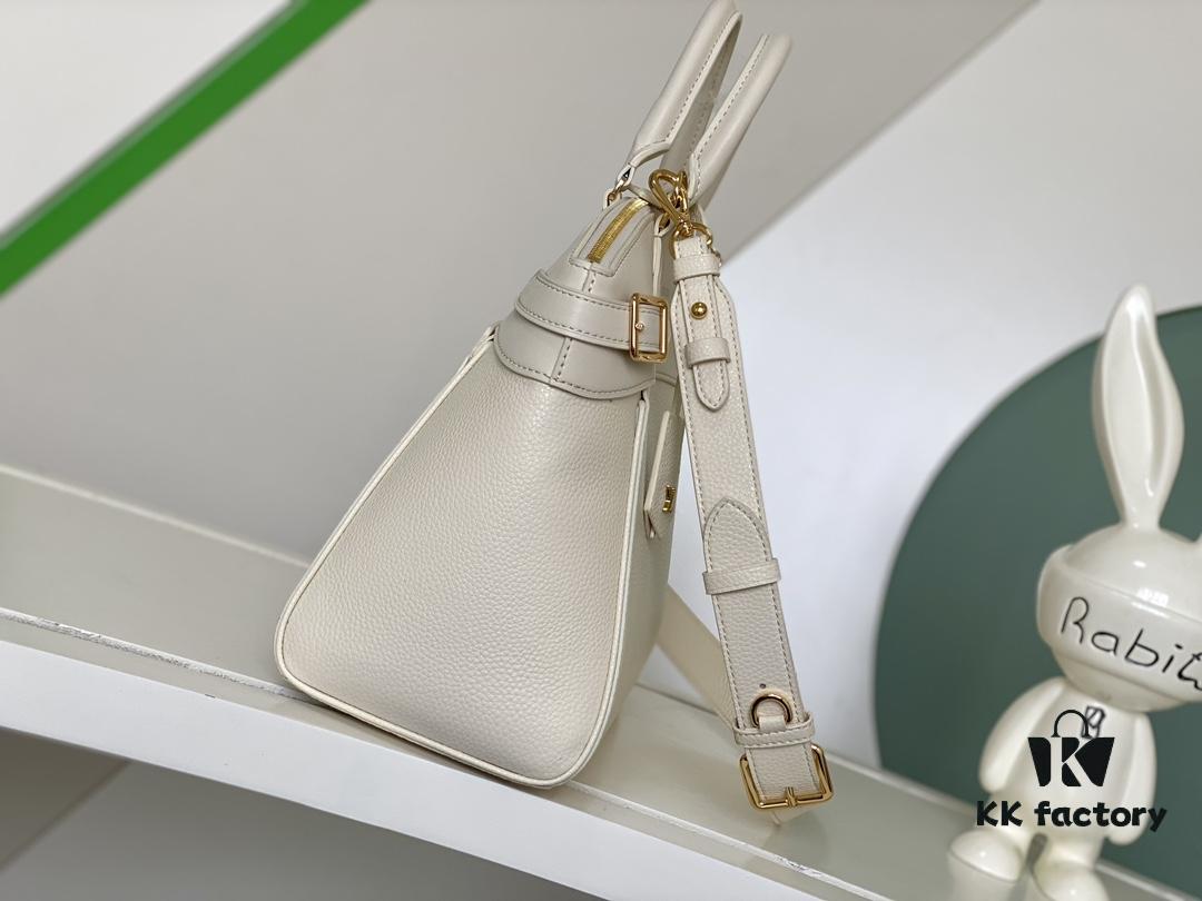 M23061 White Lock It MM Bag in Refined Taurillon Leather