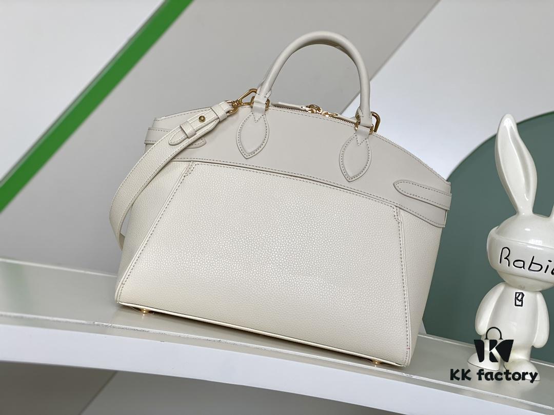 M23061 White Lock It MM Bag in Refined Taurillon Leather