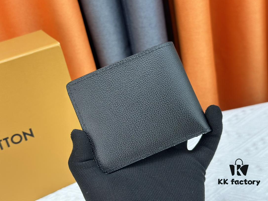 Wallet Original 💎【Real Photo, Personal Background】M58189 Black Pebbled Leather Short Wallet