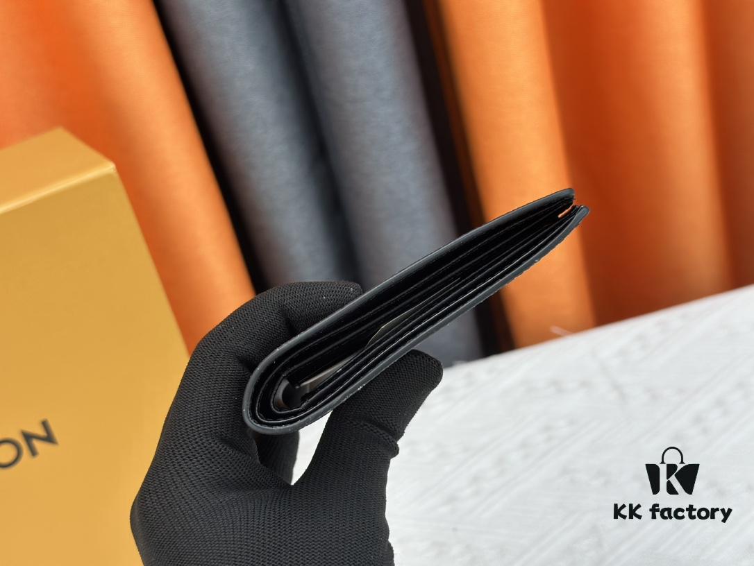 Wallet Original 💎【Real Photo, Personal Background】M58189 Black Pebbled Leather Short Wallet