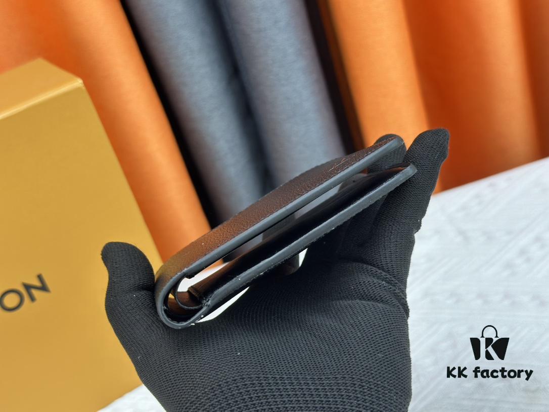 Wallet Original 💎【Real Photo, Personal Background】M58189 Black Pebbled Leather Short Wallet