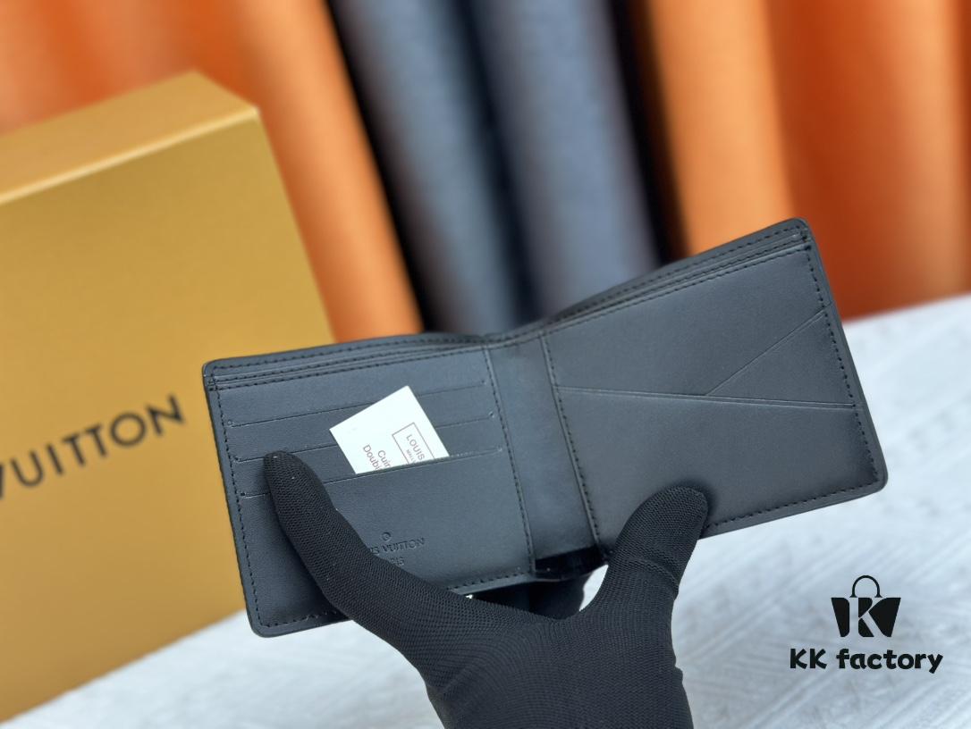 Wallet Original 💎【Real Photo, Personal Background】M58189 Black Pebbled Leather Short Wallet