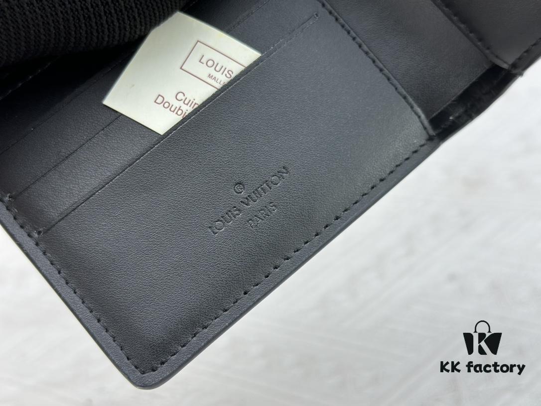 Wallet Original 💎【Real Photo, Personal Background】M58189 Black Pebbled Leather Short Wallet