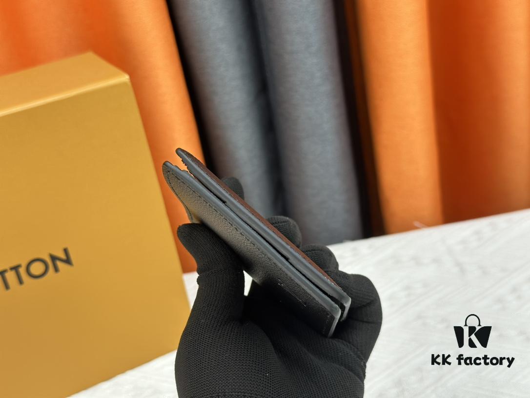 Wallet Original 💎【Real Photo, Personal Background】M58189 Black Pebbled Leather Short Wallet