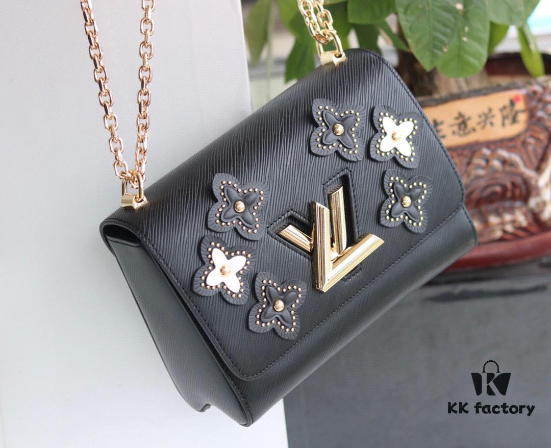 LV Latest Hot Sale Twist Denim Medium Handbag - Flower Tinsel Collection