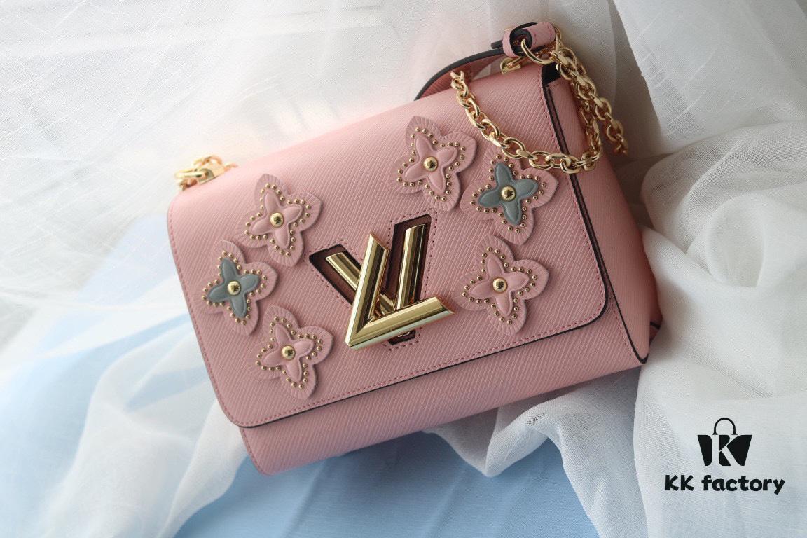 LV Latest and Hottest Twist Denim Medium Bag 42300 - Luxury Flower Tinsel Design with Embellished Monogram Motifs