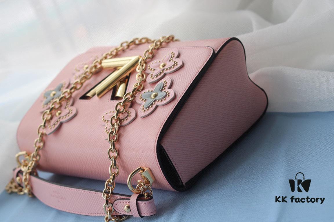 LV Latest and Hottest Twist Denim Medium Bag 42300 - Luxury Flower Tinsel Design with Embellished Monogram Motifs