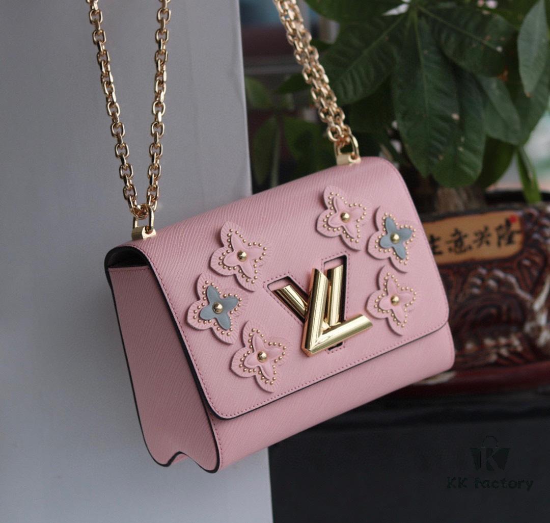 LV Latest and Hottest Twist Denim Medium Bag 42300 - Luxury Flower Tinsel Design with Embellished Monogram Motifs
