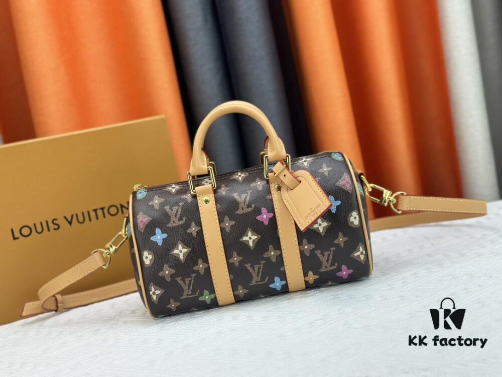 M46271 Black Floral Orange Chain, Denim Blue, M31044 Orange, M11542 Vintage Flower, M24849 Vintage Colorful Chrysanthemum Keepall 25 Handbag