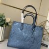 Top-Grade Full-Grain Leather, Exclusive Real Photo - M45595 Pearl Blue Full Leather Matelassé By The Pool Capsule Collection OnTheGo Medium Tote Bag