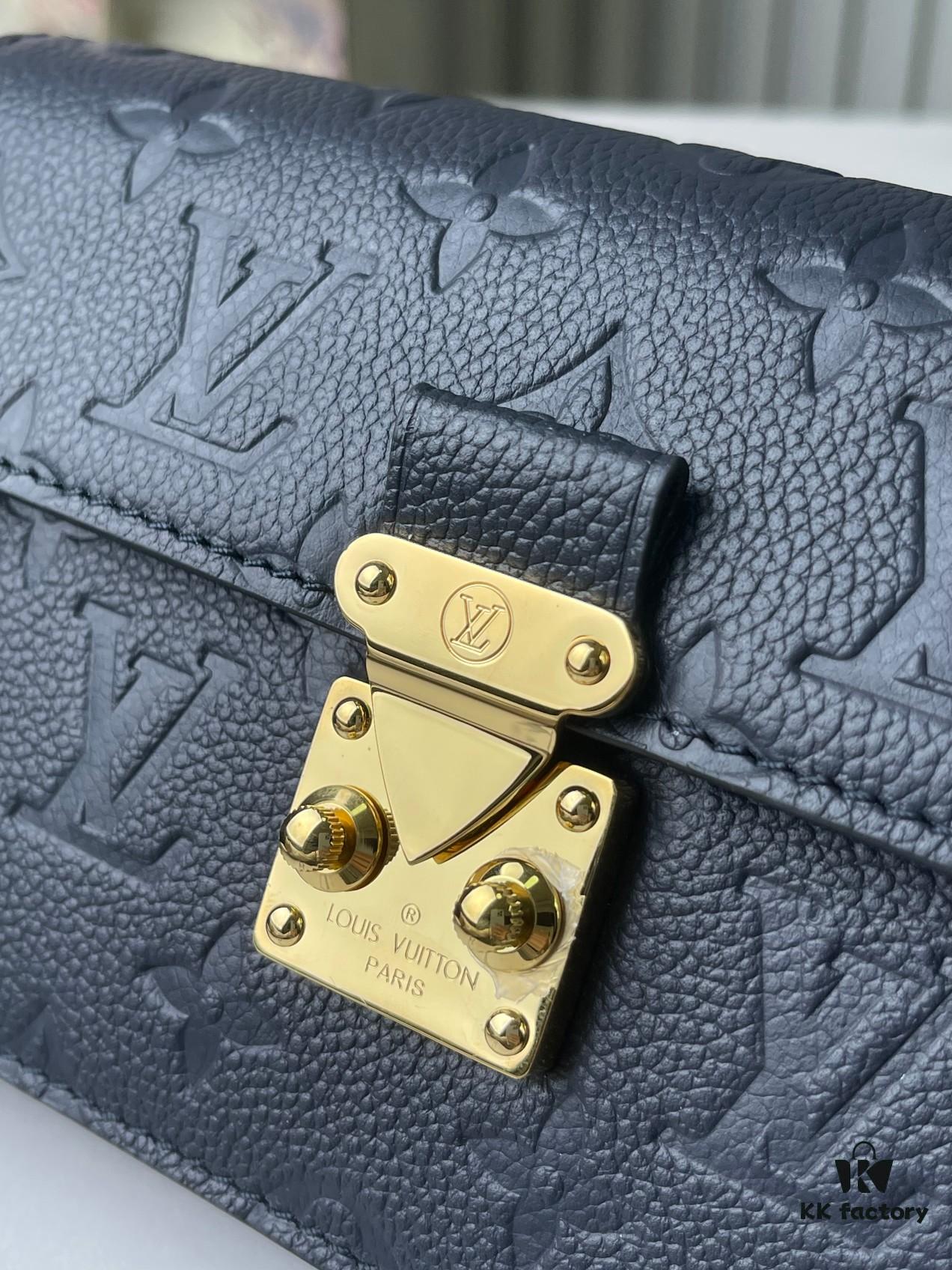 Top-tier Original Stock, Exclusive Real Photos: M82836 Blue Full Leather Embossed Wallet On Chain Metis Chain Bag