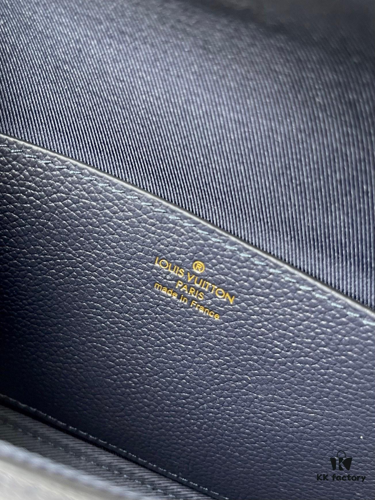 Top-tier Original Stock, Exclusive Real Photos: M82836 Blue Full Leather Embossed Wallet On Chain Metis Chain Bag